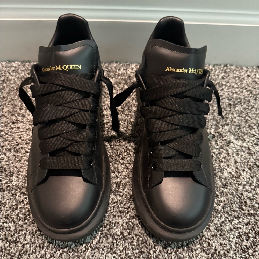 Alexander McQueen Black Sneakers with Gold Details